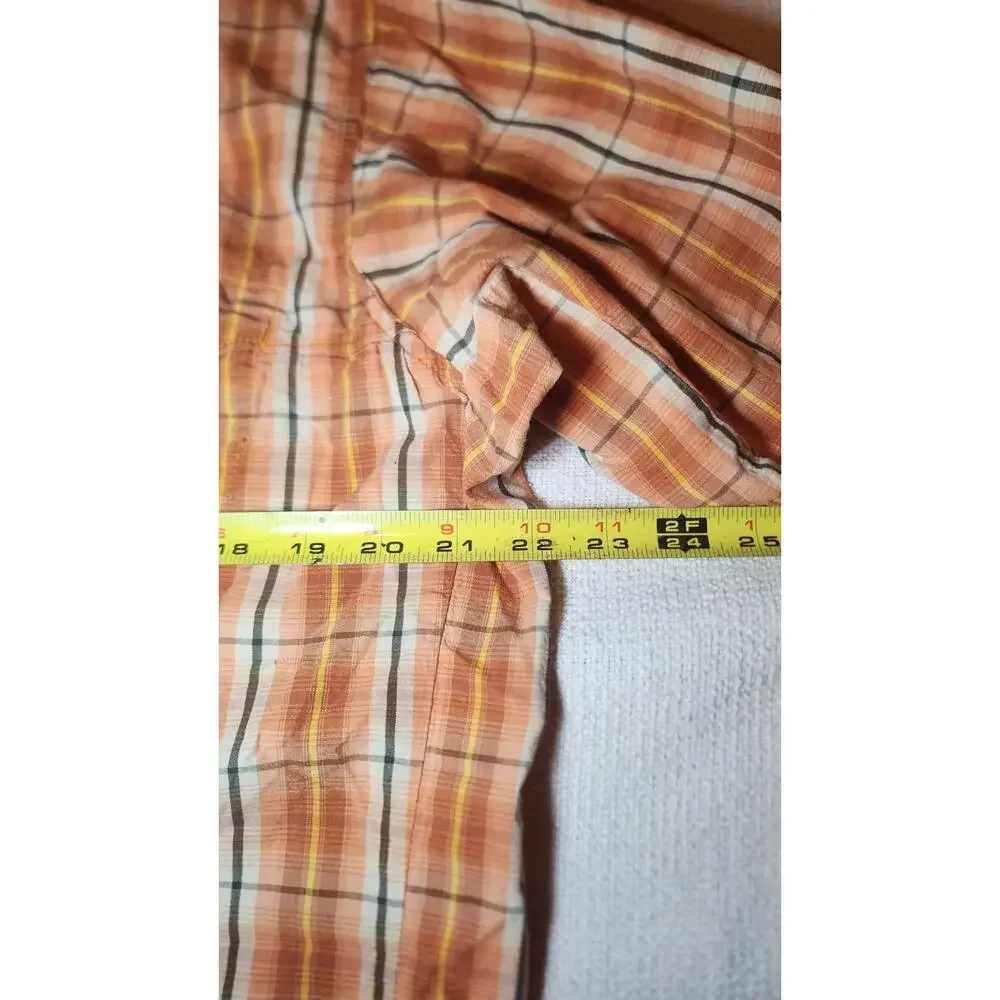 Mountain HardWear Shirt Men's‎ L Cotton Blend Orange Plaid Short Sleeve Snap Up